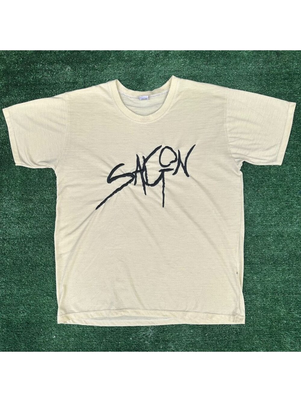 Vintage 90s Saigon Vietnam T-Shirt Beige Cream M Tourist Souvenir Embroidered